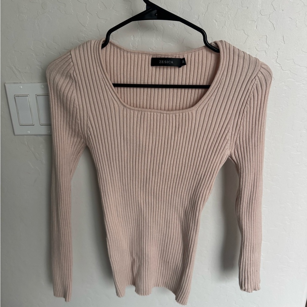Women's Ribbed Fitted Sweater - Cream/ Beige